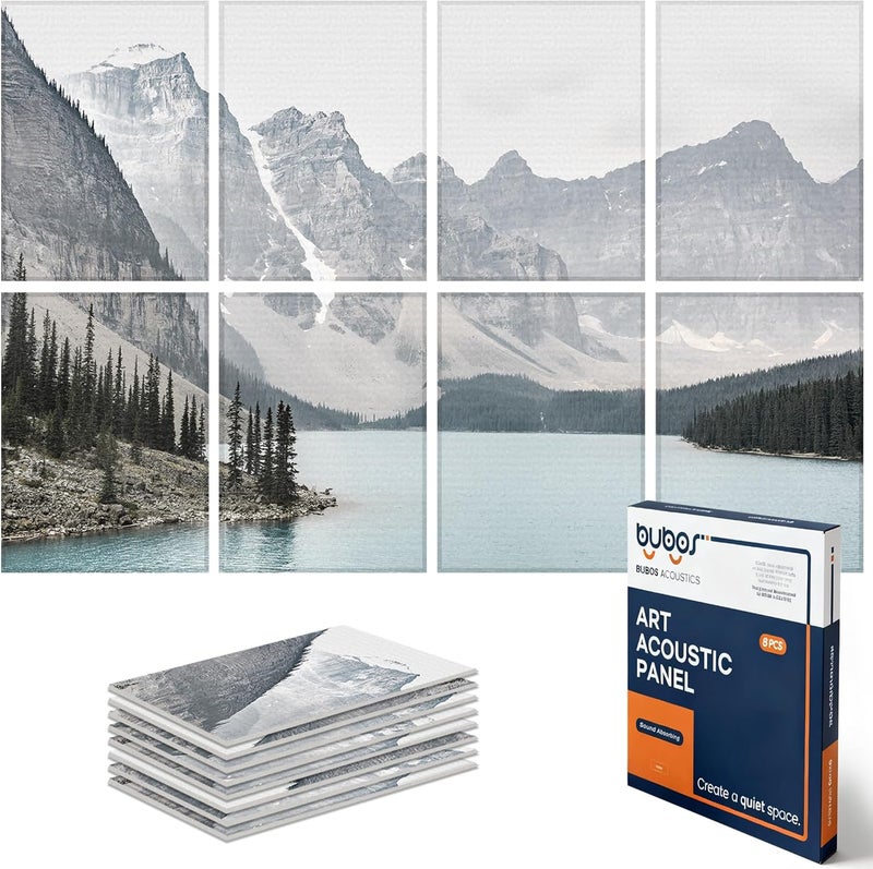 B Bubos 8 Pack Art Acoustic Panels Soundproof Wall Panel,47.2X31.4 Inches Sound Absorbing Panel,Self-Adhesive Decorative Acoustical Wall Panels, Acoustic Treatment for Ceiling Home Office（Lake） - Image 1
